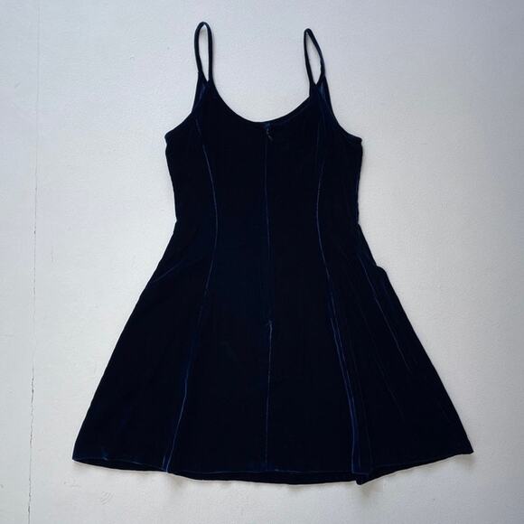 Vintage 90s Blue Velvet Mini Dress / Sz 4 / Sleeveless Grunge Babydoll / JESELLE - Picture 4 of 8